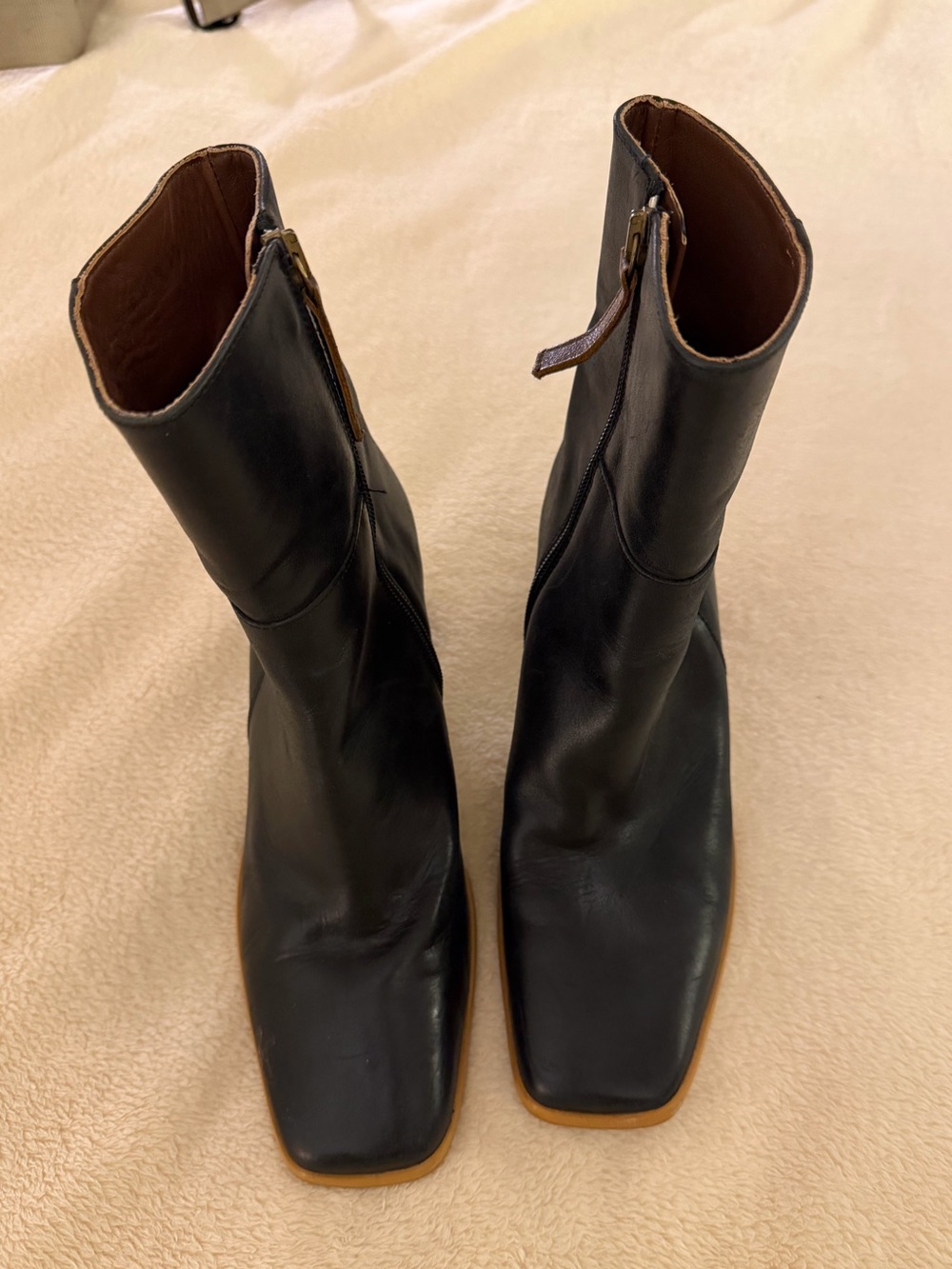Alohas West Vintage Black Leather Ankle Boots Size 38 7.5/8 - Picture 5 of 6